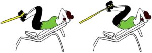 Crunch, core exercise with resistance band
