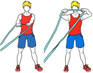 Face Pull, back workout with resistance bands