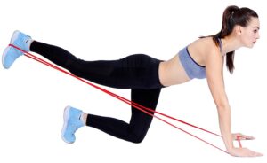 Leg kickback exercise with a resistance band