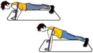 Push ups - chest exercise with a resistance band