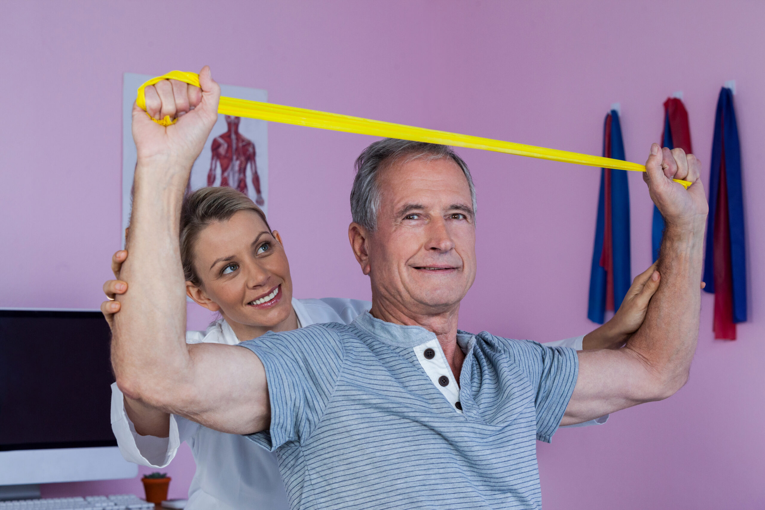 Resistance band physiotherapy exercises